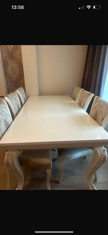 Yataq otağı dəstləri: Qonaq otağı üçün, İşlənmiş, Kvadrat masa, 6 stul