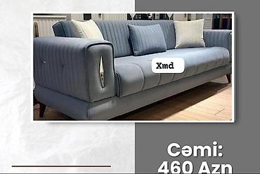 2ci el stul: Müasir dizaynlı 3 nəfərlik divan - Rəng: boz-mavi ton - Material — 1
