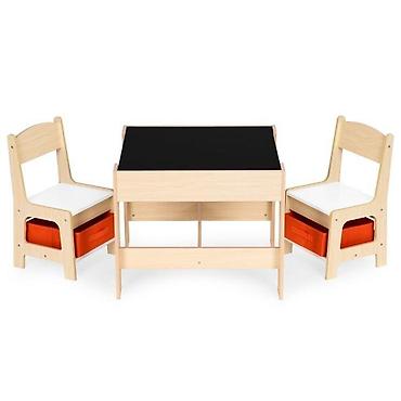 ploca za sto: Dečiji set sto i 2 stolice sa tablom za pisanje Wood ECOTOYS Šifra — 5