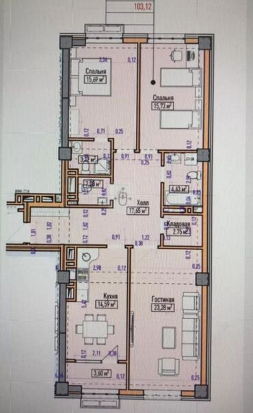 Продажа квартир: 3 комнаты, 103 м², Элитка, 3 этаж, ПСО (под самоотделку)