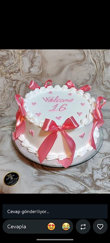 ic dizayn ev: Tort – “Welcome 16” mövzulu, şık dizayn - Forma: dairəvi, 2 qat krem — 1