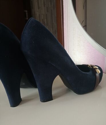 замшевые женские кеды: Туфли, 39, цвет - Синий