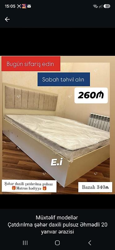 Tek nəfərlik taxt çarpayı – başlıq hissəsi yumşaq parça ilə döşənmiş