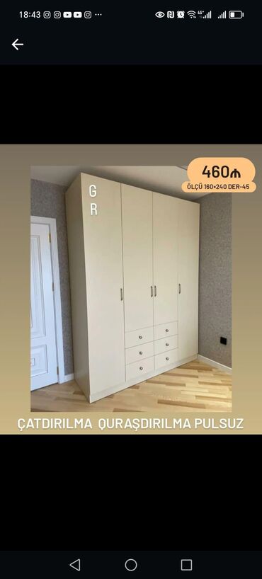 Dolablar: Yeni, Kupe, 5 qapı Düz dolab, Dolab-asılqan, Azərbaycan — 2