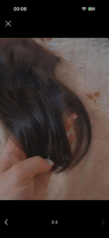 Təbii uşaq saçıdır sadəcə boyası var.Qalındır, Qəhvəyi kumral