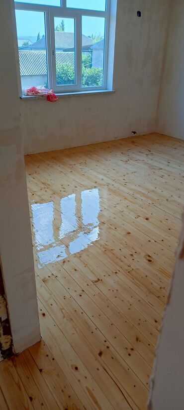 Döşəmə işləri: Pol yonqusu dolğu lak daxil iş mükəmməl olarağ işlənir — 10