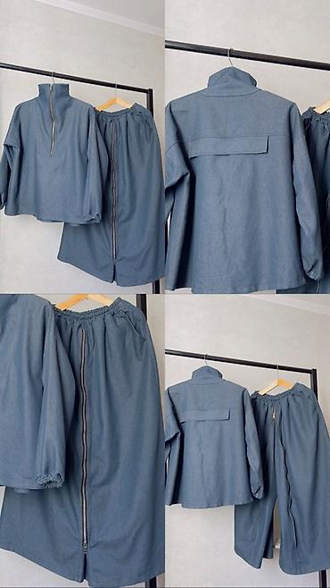 джинсовый костюм: Костюм с юбкой, Модель юбки: Трапеция, Макси, S, M, L — 3