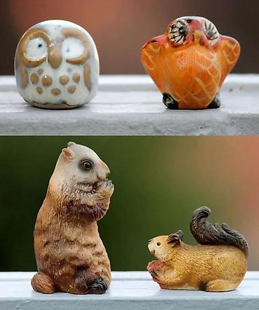 Figure: Set od 2 Vintage SOVE ili dve veverice figurine. Cena za par Dve — 2
