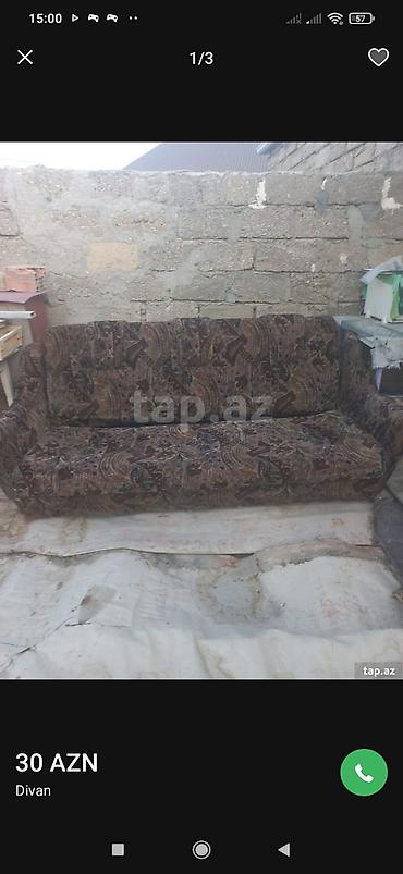 bag ucun divanlar: Məhsul: Divan - Ölçü: təxminən 3 nəfərlik, geniş oturacaq və arxalıq — 1