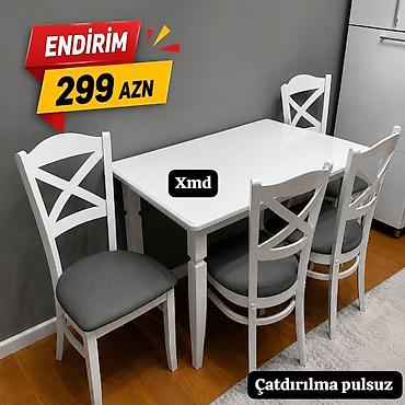 ag sekil: Endirimli yemək masası dəstləri 1) 4 stullu masa dəsti - Rəng: ağ — 1