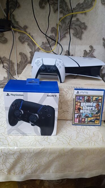 PS5 (Sony PlayStation 5): Ps5 slim 1TB + Gta 5 + Dualsense Edge qara Dualsense Edge Qara sonuncu
