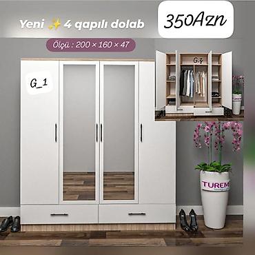 Paltar dolabları, qarderoblar: G_1 geyim dolabları Model 1 – 2 qapılı (ağ) - Ölçü: 200 × 90 × 47 sm — 14