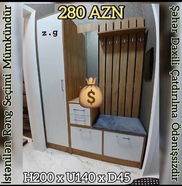 Masa və oturacaq dəstləri: Yeni, Düz dolab, Dəhliz dolabı