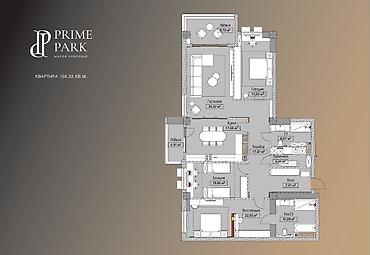 жк prime park: 4 комнаты, 158 м², Асанбай мкр Элитка, 14 этаж, ПСО (под самоотделку) — 2