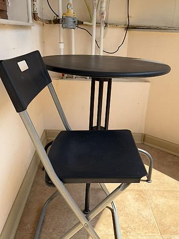 kafe stol stul: İşlənmiş, Yumru masa, 1 stul, Açılmayan, Stullar ilə, Metal — 4