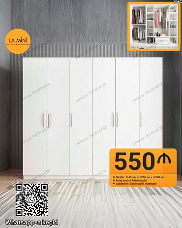 Divanlar: Düz dolab, Paltar üçün, Açılan, 6 qapı