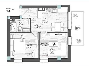Недвижимость: 3 комнаты, 78 м², Элитка, 2 этаж, ПСО (под самоотделку) — 3