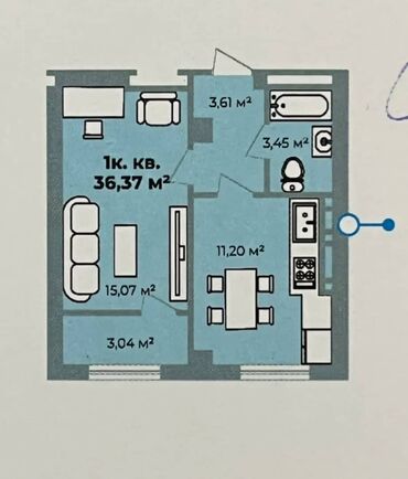 Продажа квартир: 1 комната, 36 м², Элитка, 7 этаж, ПСО (под самоотделку)