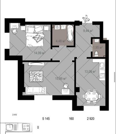 квартиры не дорогие: 2 комнаты, 60 м², Элитка, 13 этаж, ПСО (под самоотделку)