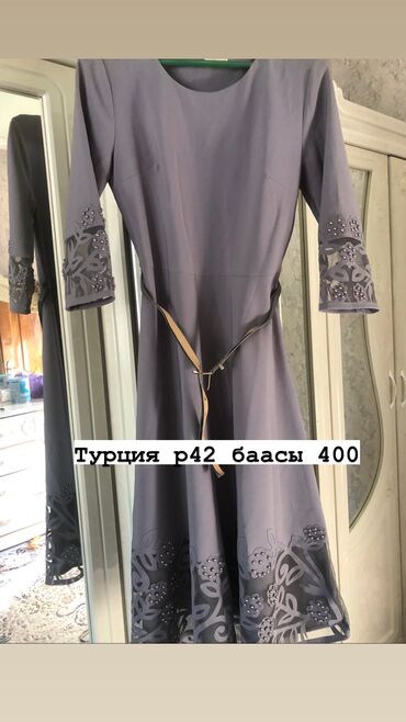 женские вечерние платья для полных: Күнүмдүк көйнөк, Туркия, Күз-жаз, Кыска модель, Түркчө, XL (EU 42)