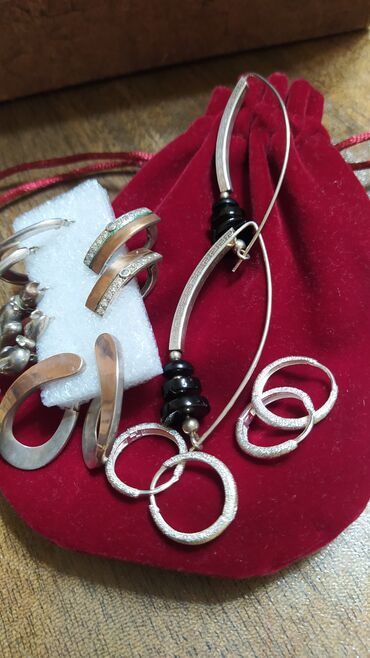 Серебряные серьги: Серебряные серьги, Проба 925, Агат, Женские, Новый — 25