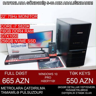 Masaüstü kompüterlər və iş stansiyaları: Oyun üçün Kompüter "DDR4 Core i7 5820K GTX1050 2GB 256GB NVME” ⭐Tək — 3