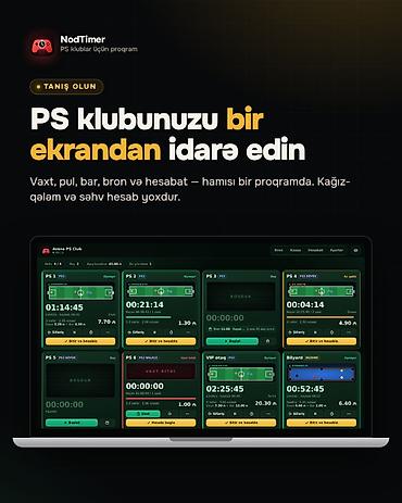 kompüter təmiri: PlayStation klublar üçün idarəetmə proqramı — NodTimer 🎮 ✅ Hər — 1