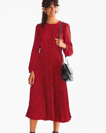 длинное красное платье: Повседневное платье, Германия, Осень-весна, Длинная модель, XL (EU 42), 2XL (EU 44)