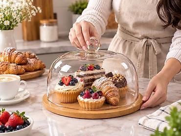 для аппетита: Блюдо для тортов и выпечки с крышкой - Комплект 2 предмета: круглая — 2