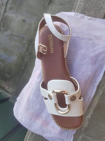 kolca: DERIHAN qadın sandal - Rəng: ağ (qızılı detallarla) - Model: açıq — 1