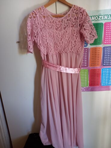 dugacke zvoncare sa fabrickim zakrpama: M (EU 38), color - Pink, Evening, Short sleeves