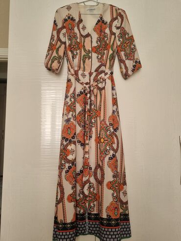оранжевое платье: Повседневное платье, Лето, Длинная модель, M (EU 38)