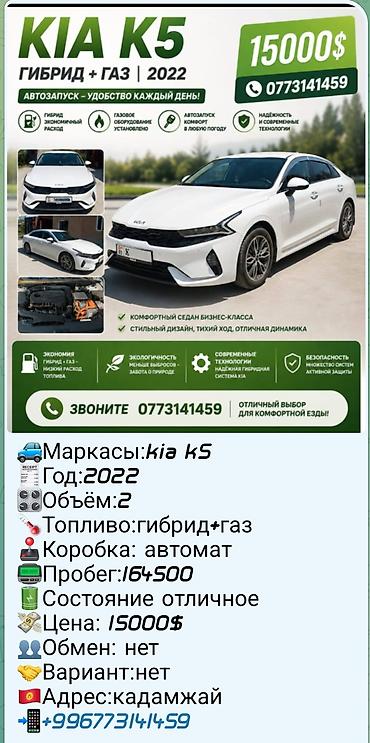 электро мини автомобиль: Kia K5: 2022 г., 2 л, Автомат, Гибрид, Седан — 5