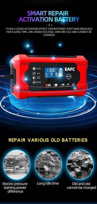 Auto oprema: Inteligentni PUNJAČ akumulatora 12v 6A, LCD displej • Kapacitet — 2