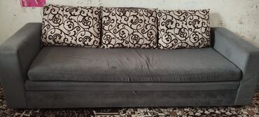 обивка мебели: Диван-кровать, цвет - Серый, Б/у