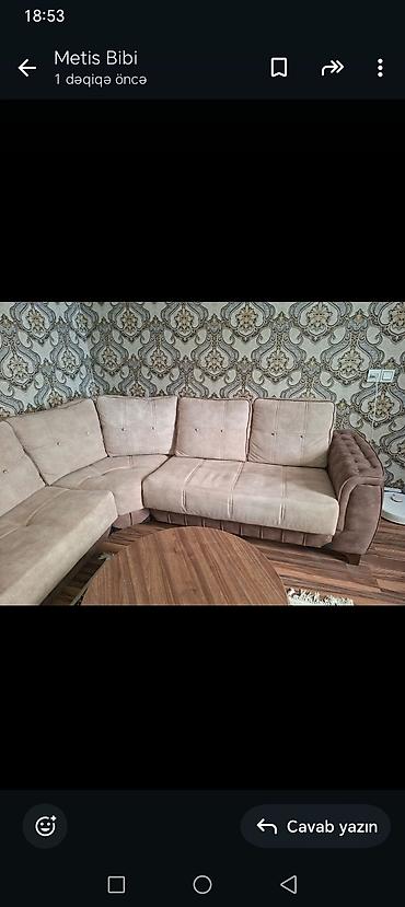 divan ustu: Künc divan dəsti - Forma: L-şəkilli, geniş oturma sahəsi və dərin — 3