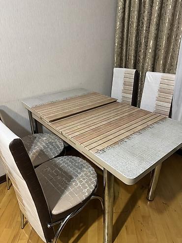 samdan: Mətbəx üçün, İşlənmiş, Açılan, Dördbucaq masa, 4 stul — 1