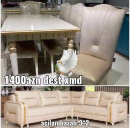 metbex ucun uqlavoy divanlar: Künc divan və masa desti yeni qonaq otağı mebeli reng seçimi var