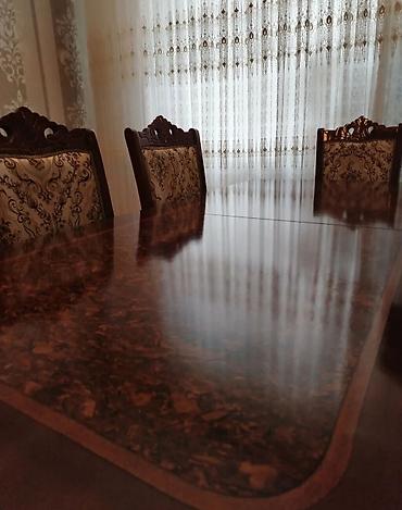 Masa və oturacaq dəstləri: Qonaq otağı üçün, İşlənmiş, Açılan, Oval masa, 6 stul — 2