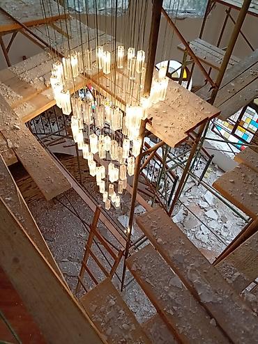 Ev üçün dekor: Led Çılçıraq, 4 və daha çox lampa, Şüşə — 1