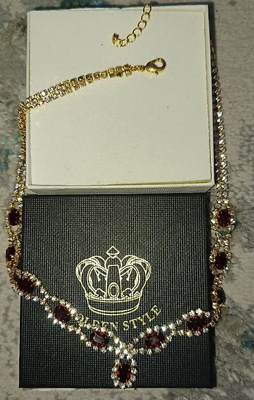 золото комплект: Набор украшений Golden Style с красными камнями, бижутерия — 4
