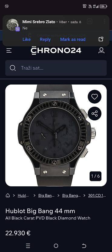 magnet sat: HUBLOT Big Bang – crni sportski hronograf, 44 mm - Prečnik kućišta — 4