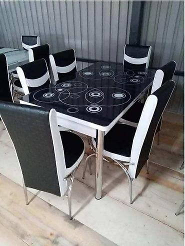 Setovi stolova i stolica: Trpezarijski set – sto sa staklenom pločom i 6 stolica - Dizajn — 17