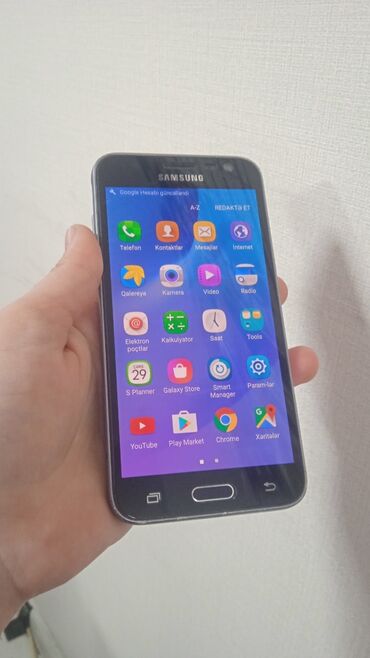 samsung prostoy telefonlar: Samsung Galaxy J3 2016, 16 GB, rəng - Göy, Düyməli, Sensor, İki sim kartlı
