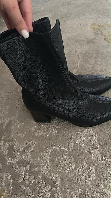 botlar: Qadın botları – qara rəng, sivri burunlu, metal uclu - Model: Qısa — 3