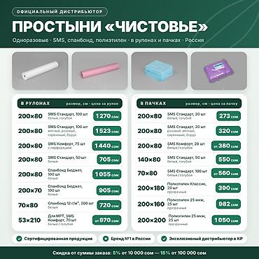 перчатки бинты: Простыни одноразовые Чистовье — рулоны и пачки, от 273 сом — 1