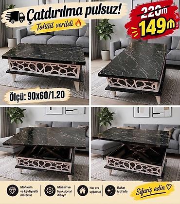 Qaldırılan üstlü transformasiya olunan kofe/çay masası - Ölçü