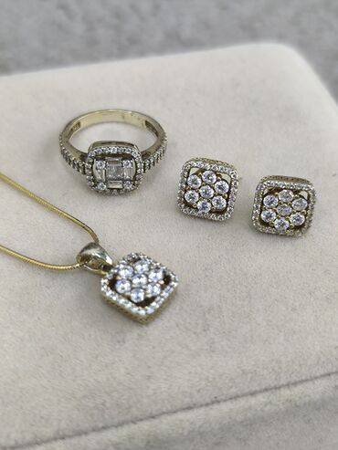 Наборы украшений: Комплект ювелирных украшений из серебра напыления жёлтое золото с — 10