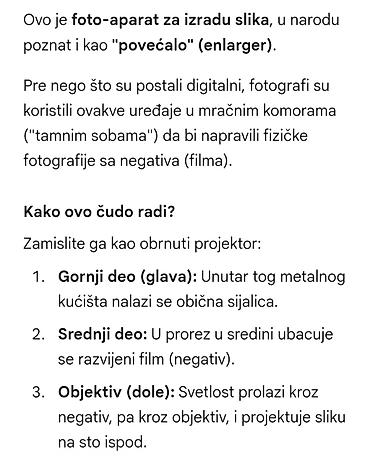 vox televizori cena: Fotoskopsko povećalo (enlarger) za izradu fotografija iz filmskih — 2