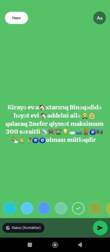 zığ kirayə: Kirayə ev axtarıram 2otaqli binəqədide addelni heyət evi maksimum